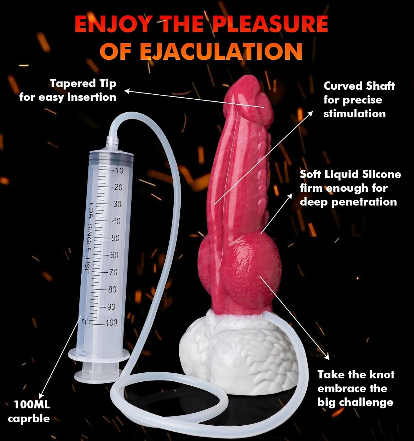 9.5 Big Monster Squirting Knot Dildo - Fantasy Ejaculating Cumming Dildo, Huge Thick Giant Girthy Dildos with Suction Cup, Massive Ribbed Knotted Dog Dildos, Adult Sex Toys & Games for Women Men Gay