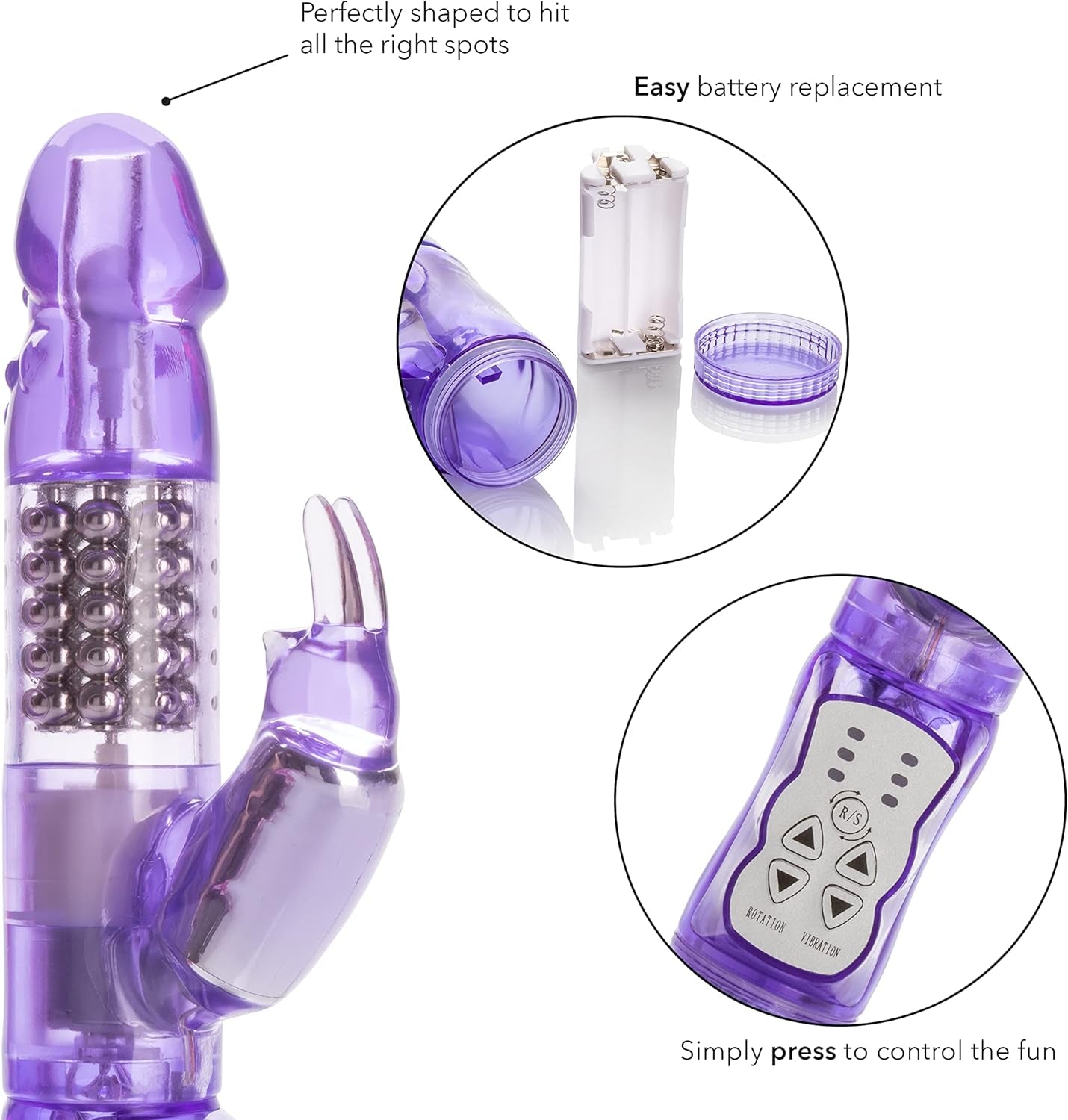 Waterproof Jack Rabbit – Rabbit Vibrator with Rotating Shaft – Vibe Sex Toys for Couples – Adult Clitoral & G Spot Massager – Purple
