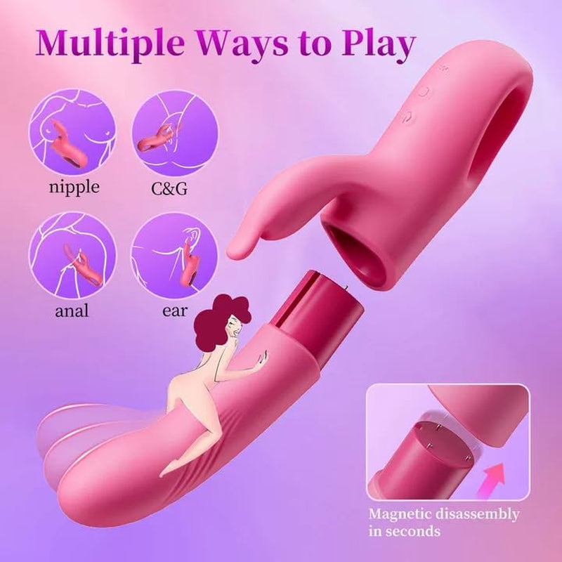 Rabbit Vibrators Sex Toys for Women G Spot Vibrator & Clitoral Stimulator with Independent Control 6 Finger & 7 Tapping Modes Removable Dildo Vibrator Adult Toy Gift for Couple