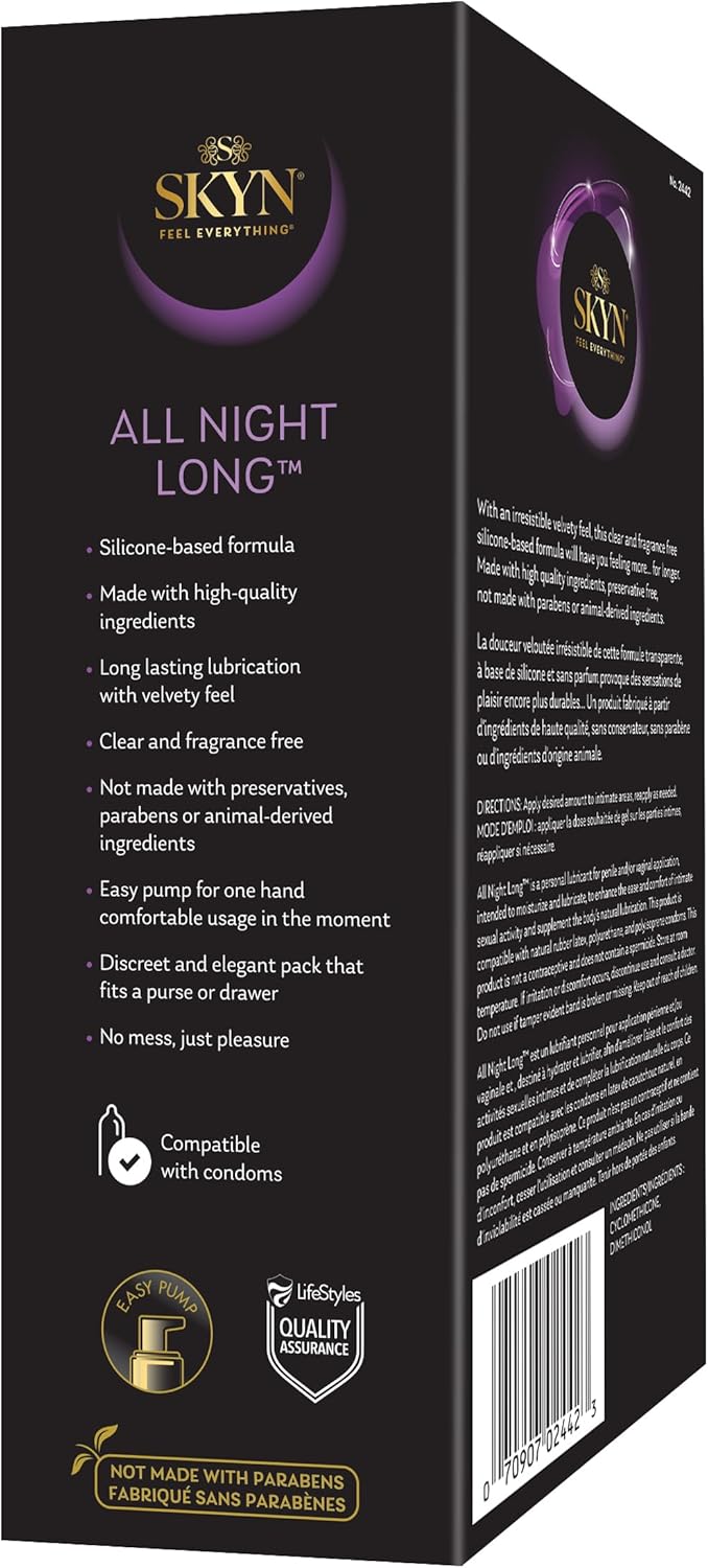 All Night Long Silicone-Based, Long Lasting Lube (2.7 Oz) for Men, Women and Couples, Safe with Latex and Non-Latex Condoms