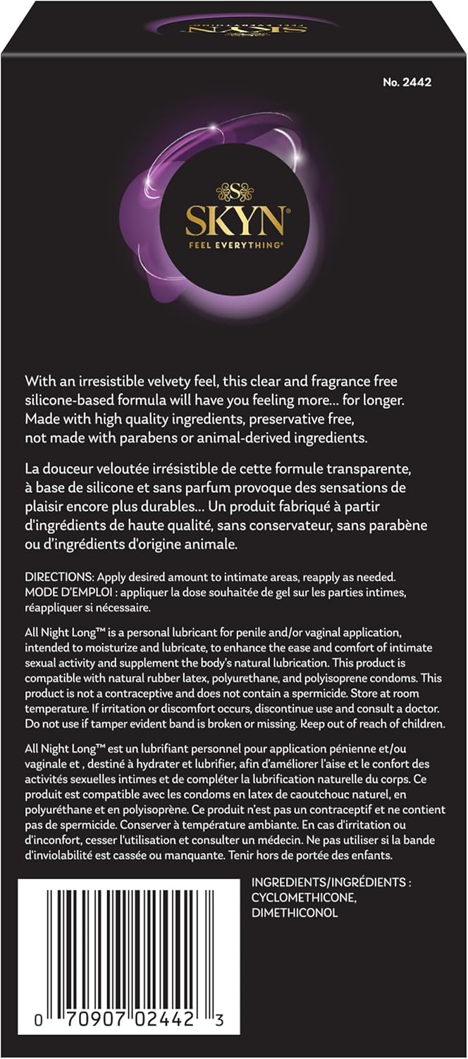 All Night Long Silicone-Based, Long Lasting Lube (2.7 Oz) for Men, Women and Couples, Safe with Latex and Non-Latex Condoms