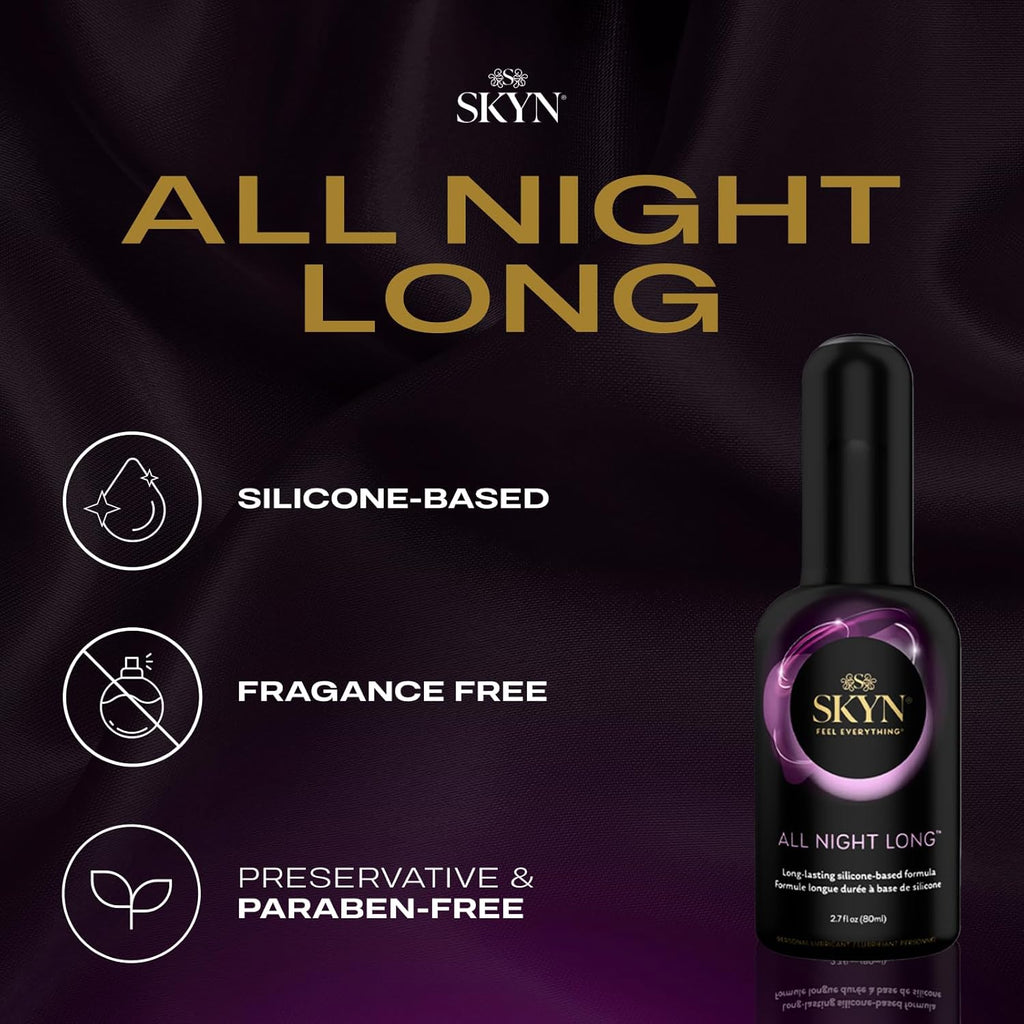 All Night Long Silicone-Based, Long Lasting Lube (2.7 Oz) for Men, Women and Couples, Safe with Latex and Non-Latex Condoms