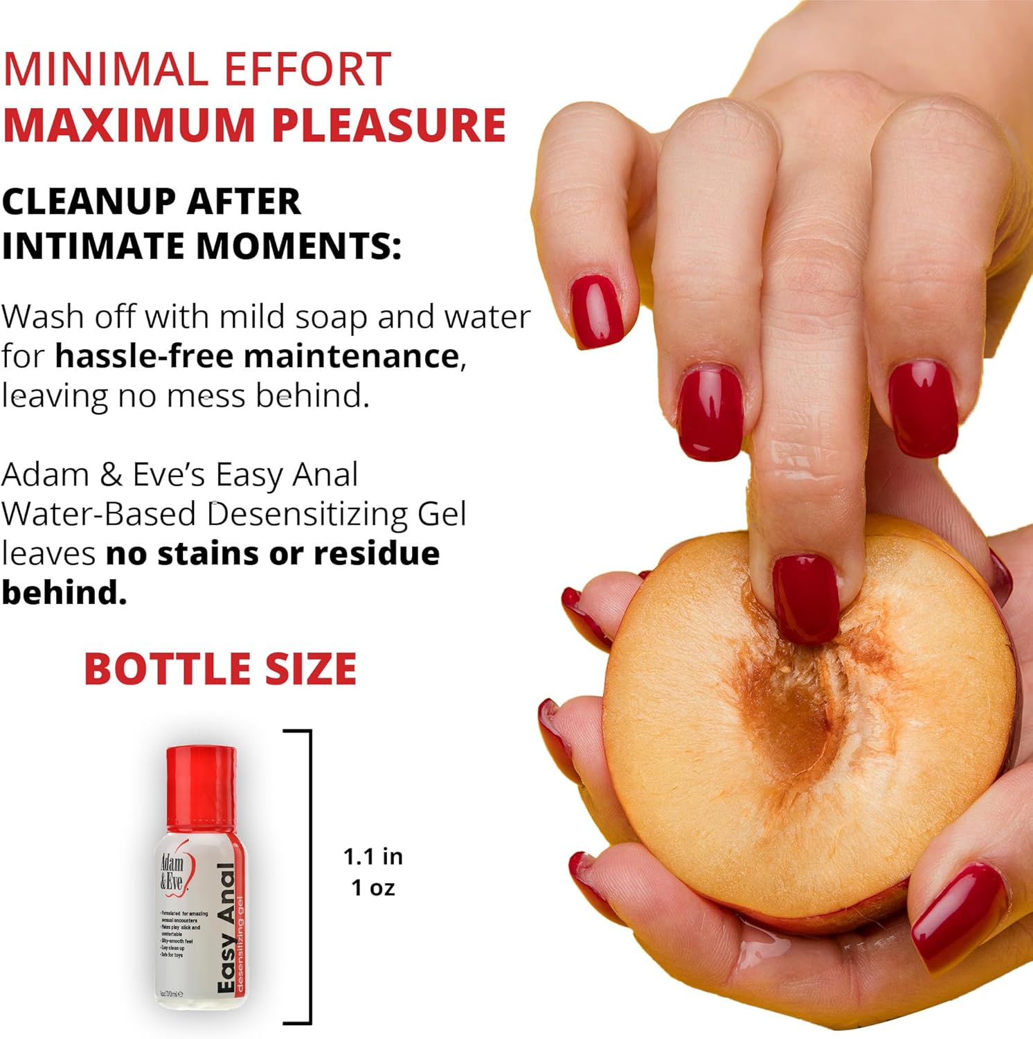 Easy Anal Water Based Desensitizing Gel, Personal Anal Cum Lubricant, for Women, Men, Couples and Toys, Long Lasting & Works within Minutes, Backdoor Lube for Adults, Clear Gel, 1 Oz