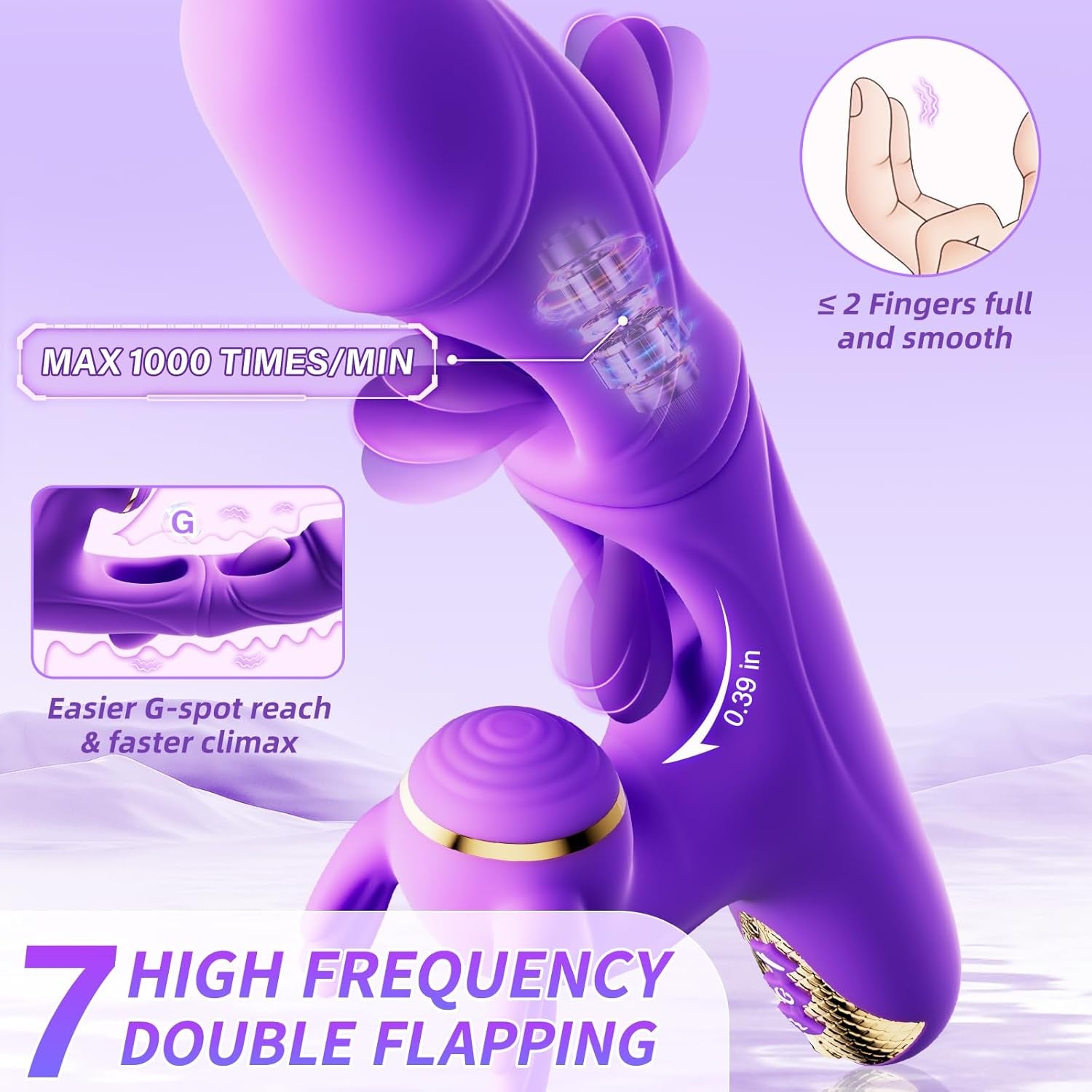 Vibrator Sex Toys for Women - 4IN1 Rabbit Vibrator with 10 Flapping 10 Vibrating & 7 Tapping, G Spot Vibrators Dildo Adult Toys for Clitoral Nipple Anal Stimulator, Rose Toy Female Couples Sex Toy