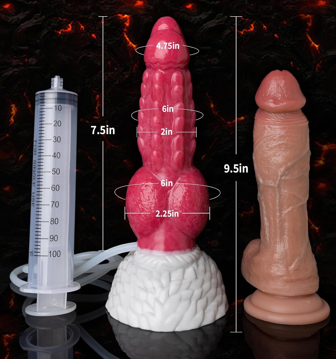 9.5 Big Monster Squirting Knot Dildo - Fantasy Ejaculating Cumming Dildo, Huge Thick Giant Girthy Dildos with Suction Cup, Massive Ribbed Knotted Dog Dildos, Adult Sex Toys & Games for Women Men Gay