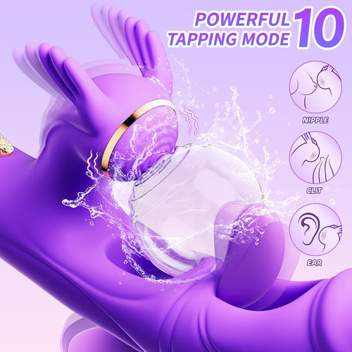 Vibrator Sex Toys for Women - 4IN1 Rabbit Vibrator with 10 Flapping 10 Vibrating & 7 Tapping, G Spot Vibrators Dildo Adult Toys for Clitoral Nipple Anal Stimulator, Rose Toy Female Couples Sex Toy