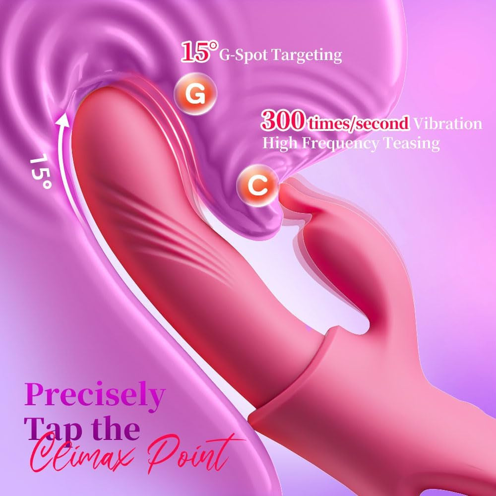 Rabbit Vibrators Sex Toys for Women G Spot Vibrator & Clitoral Stimulator with Independent Control 6 Finger & 7 Tapping Modes Removable Dildo Vibrator Adult Toy Gift for Couple