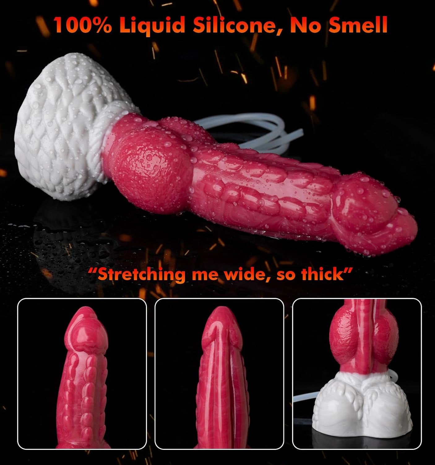 9.5 Big Monster Squirting Knot Dildo - Fantasy Ejaculating Cumming Dildo, Huge Thick Giant Girthy Dildos with Suction Cup, Massive Ribbed Knotted Dog Dildos, Adult Sex Toys & Games for Women Men Gay